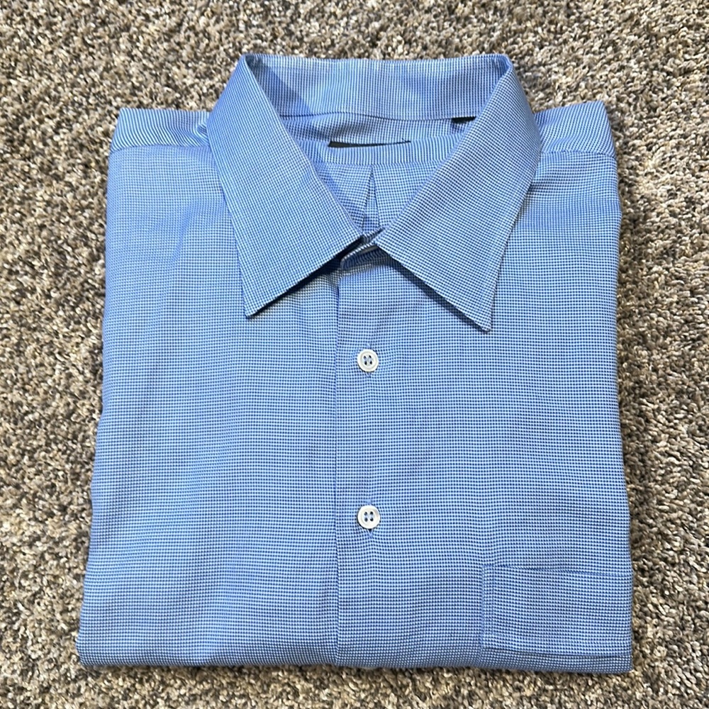 Kolte Italy Men’s Long Sleeve Button Down Blue Dress Shirt Size 15/32-33